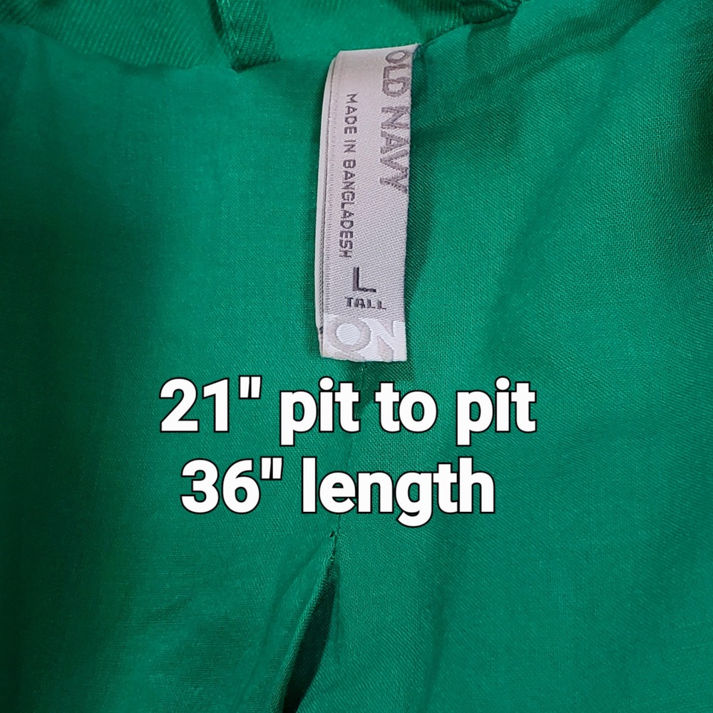 Vintage Old Navy Kelly Green Clean Girl Cotton Trench Coat Lightweight Size LT - Picture 4 of 7